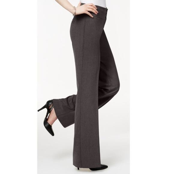 Style&Co Pants - Style & Co Dark Gray Mid-Rise Stretch Wide-Leg Pants Size 6 Short